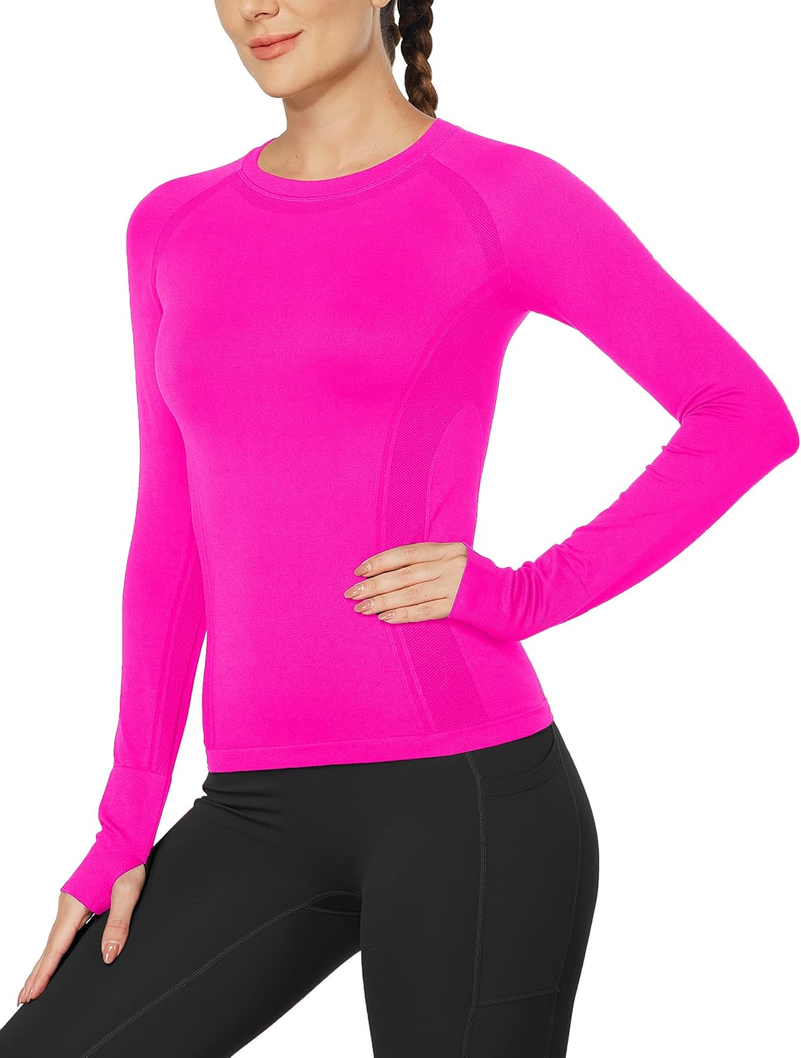 MathCat Workout Shirts for Women Long Sleeve, Workout Tops for Women, Quick Dry Gym Athletic Tops,Seamless Yoga Shirts - Image 4