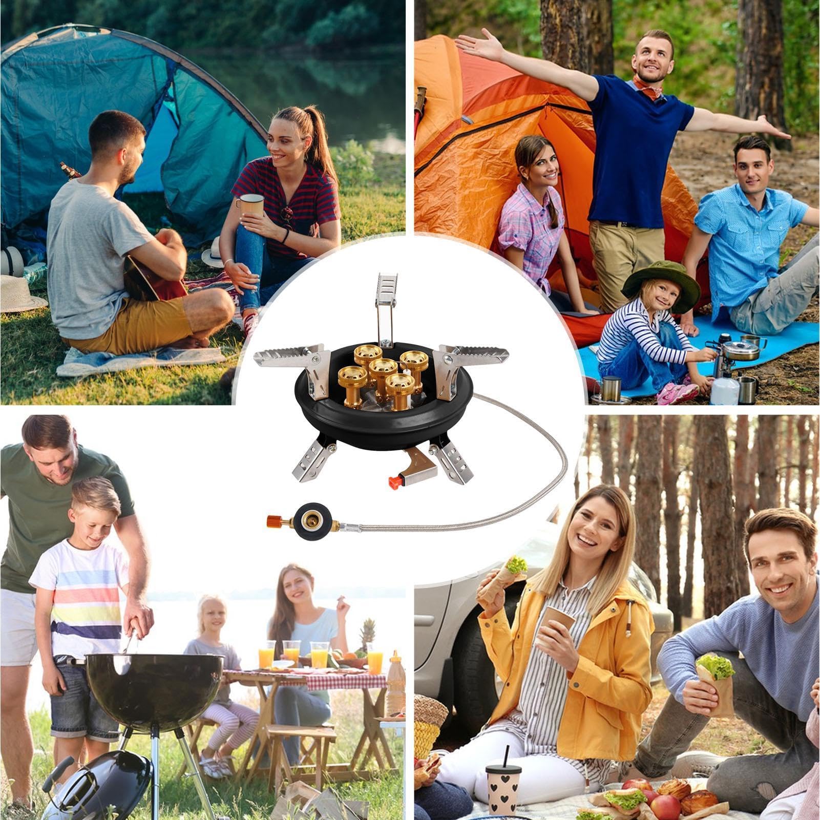 Hornillo portátil de camping – quemador de gas plegable para exteriores