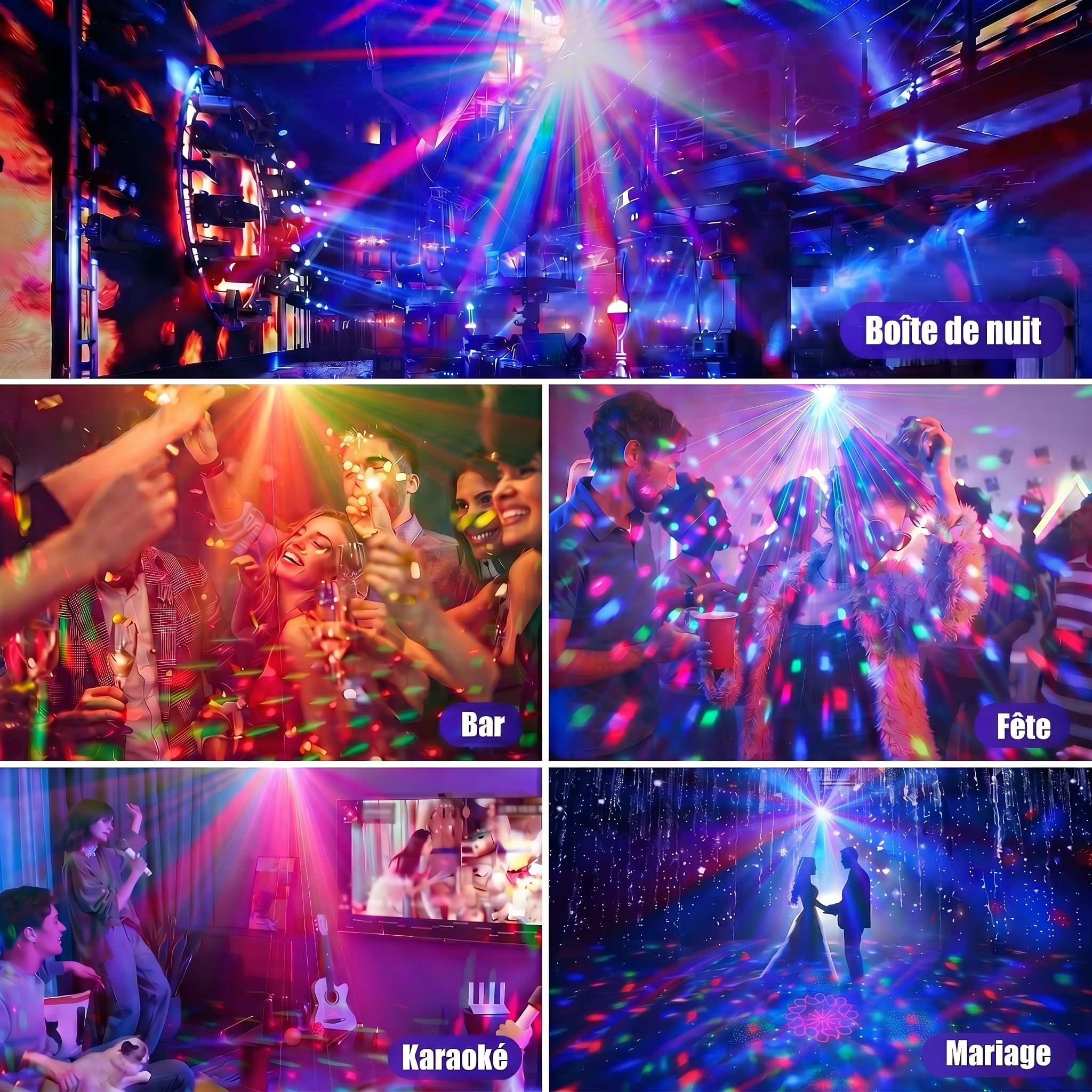 Jeux de Lumiere pour Soiree, Jeu de Lumiere DJ, Projecteur Étoile Océan, Activée par le Son avec Télécommande, Lumiere DJ aux Fêtes, Bars, Anniversaires, Mariages, KTV, Noël, Halloween