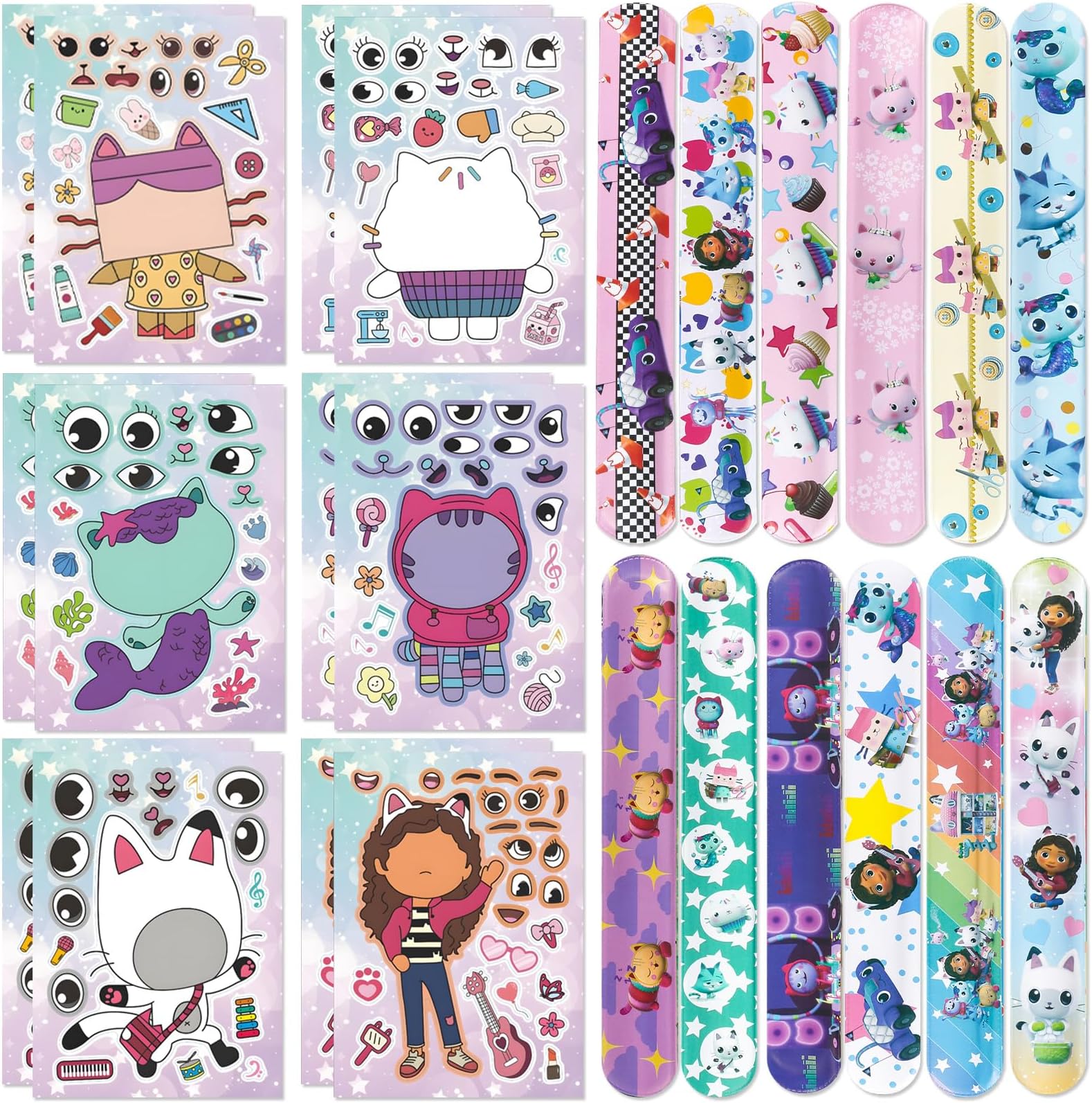 Gaby Snap Bracelets & Puzzle Sticker Toy Set, DIY Make a Face Mix and Match Sticker Sheets for Children, Make Personalized Stickers for Birthday Party Supplies Party Bag Filler Favors for Boys Girls