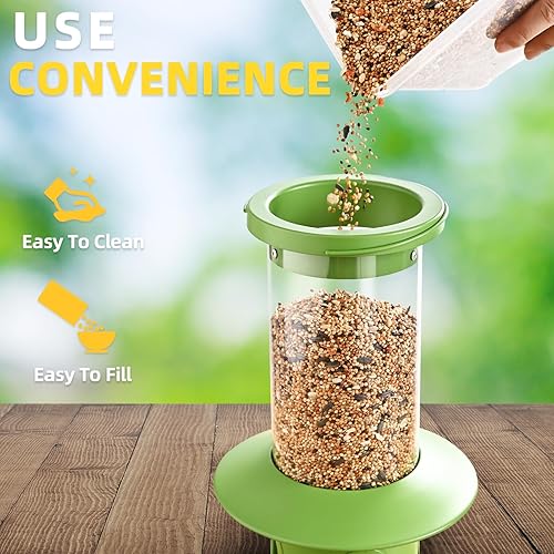 Miniatura 6 de Qdomodoo Comedero para pájaros a prueba de ardillas,4 puertos de alimentación y perchas de metal con resortes,Comederos para pájaros de 5 libras de