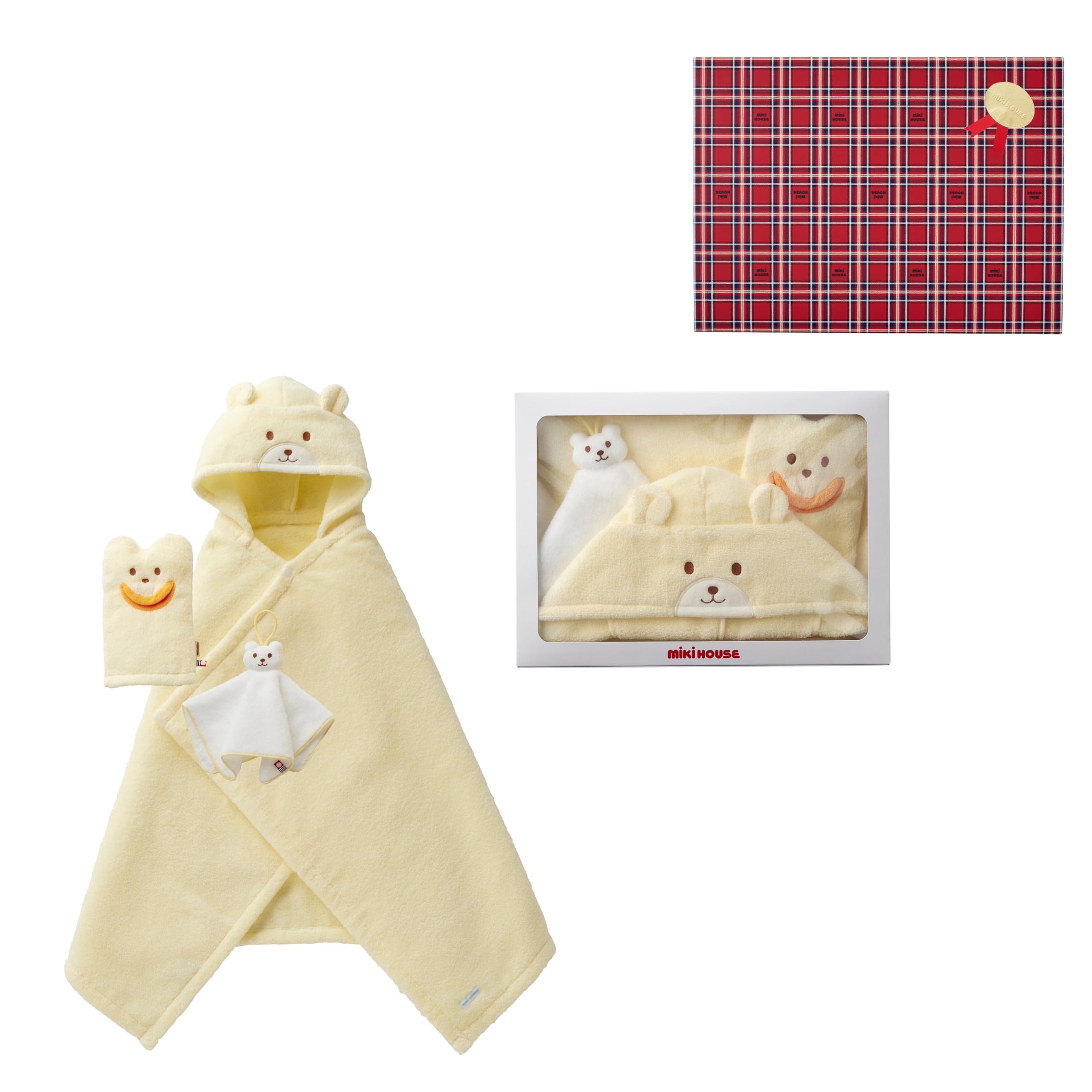 [ミキハウス] 無撚糸パイルバスポンチョ 3点セット □無撚糸パイルバスポンチョセット 【ギフトBOX入り】（ベビーギフト