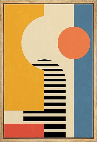 Miniatura 1 de IDEA4WALL Lienzo enmarcado para pared, paisaje geométrico vibrante de polígono de neón, formas abstractas, ilustraciones, arte moderno, bohemio