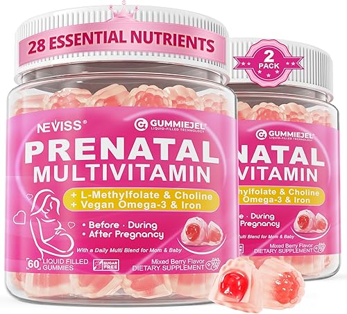 Miniatura 10 de Gomitas Multivitamínicas Prenatales para Mujeres con Metilfolato 1mg, Colina Omega-3 (DHA+EPA) Hierro, Vitaminas Postnatales para Mujeres que