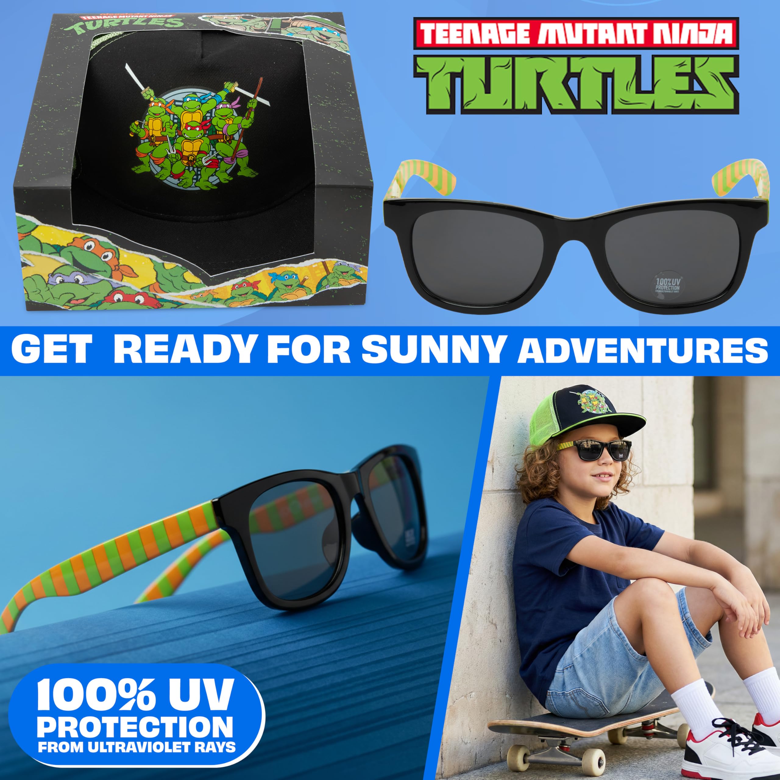 Get Trend Batman | Tortugas Ninja | Marvel Avengers Gorra y Gafas de Sol Niño Set, Gorra Infantil Verano, Protección UV y Gafas Sol Niño, Regalo Niños