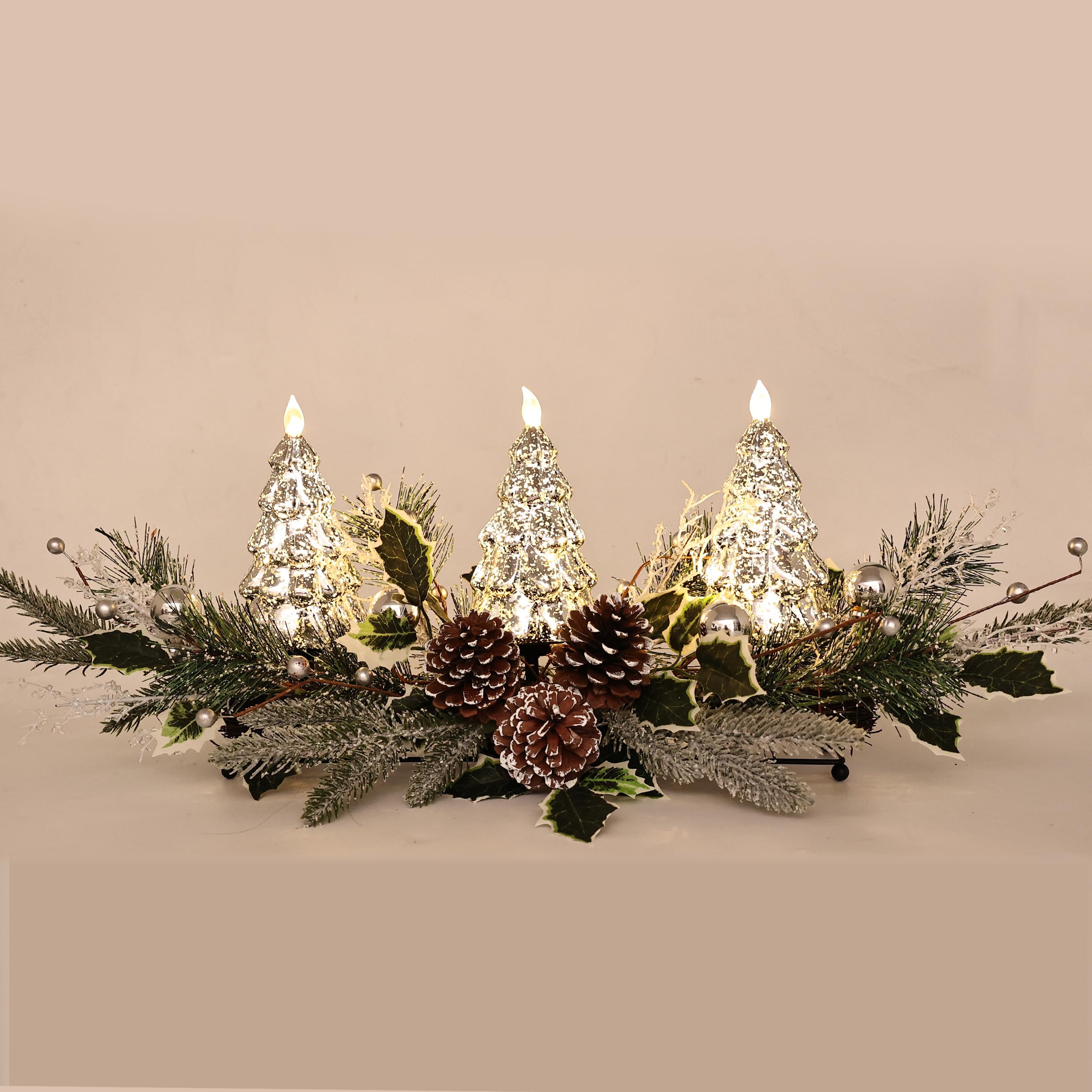 Amazon.com: Christmas Table Centerpiece with LED Lights, Silver