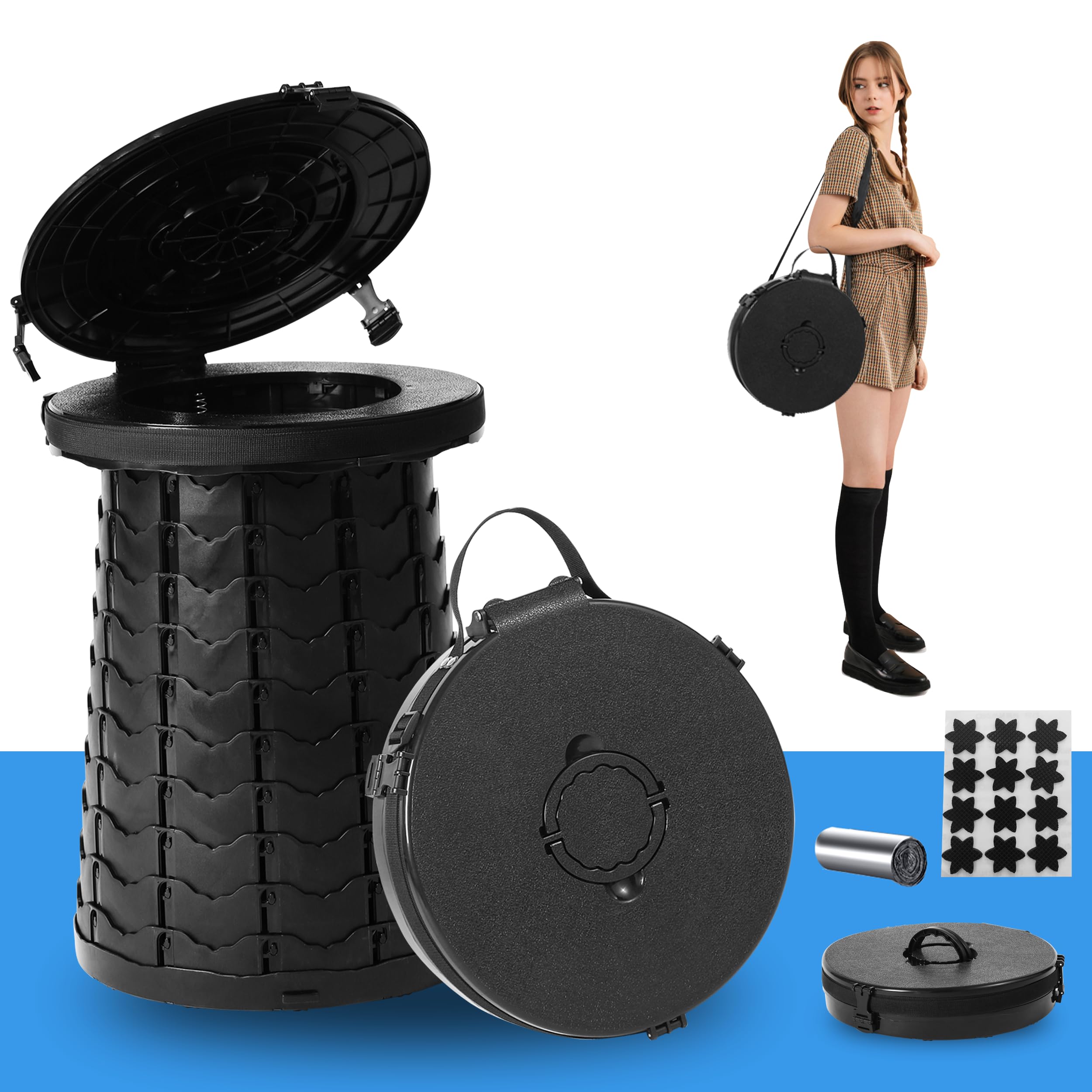 Snapklik.com : EDEFISY Portable Toilet XXL,197H Multifunctional Camping ...