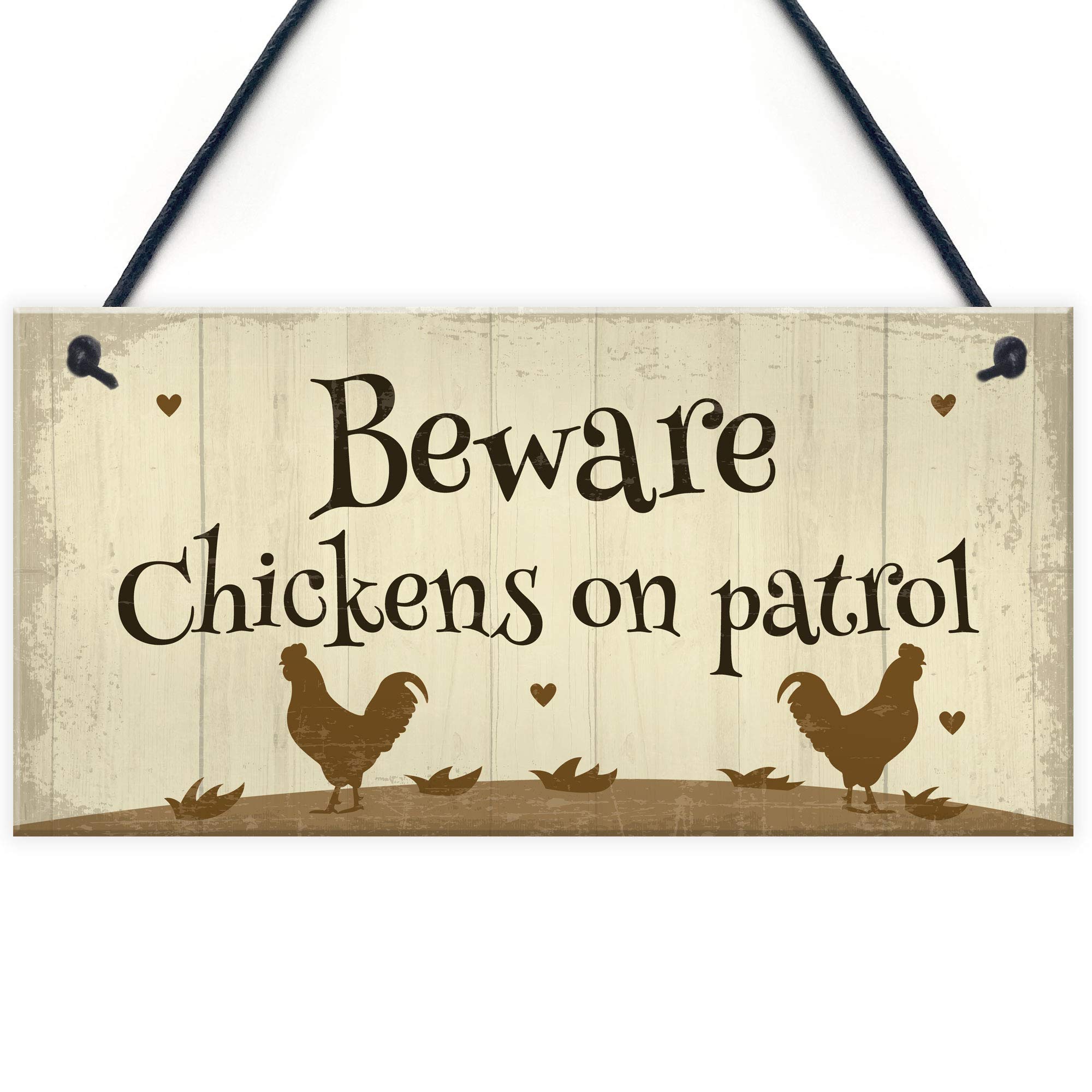 Red Ocean Funny Chicken Sign Chickens On Patrol Chicken Coop Hen House Garden Sign