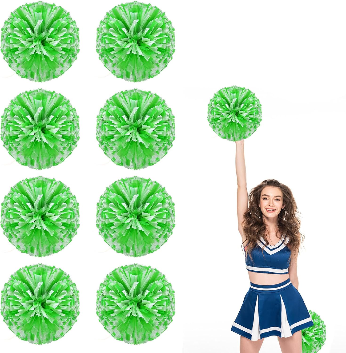 8 Pack Cheerleading pom poms,Cheer pom poms Sports Dance Cheer Plastic Pom Poms Cheerleading for Sports Team Spirit Cheering (Blue+Pink+White) (Blue)