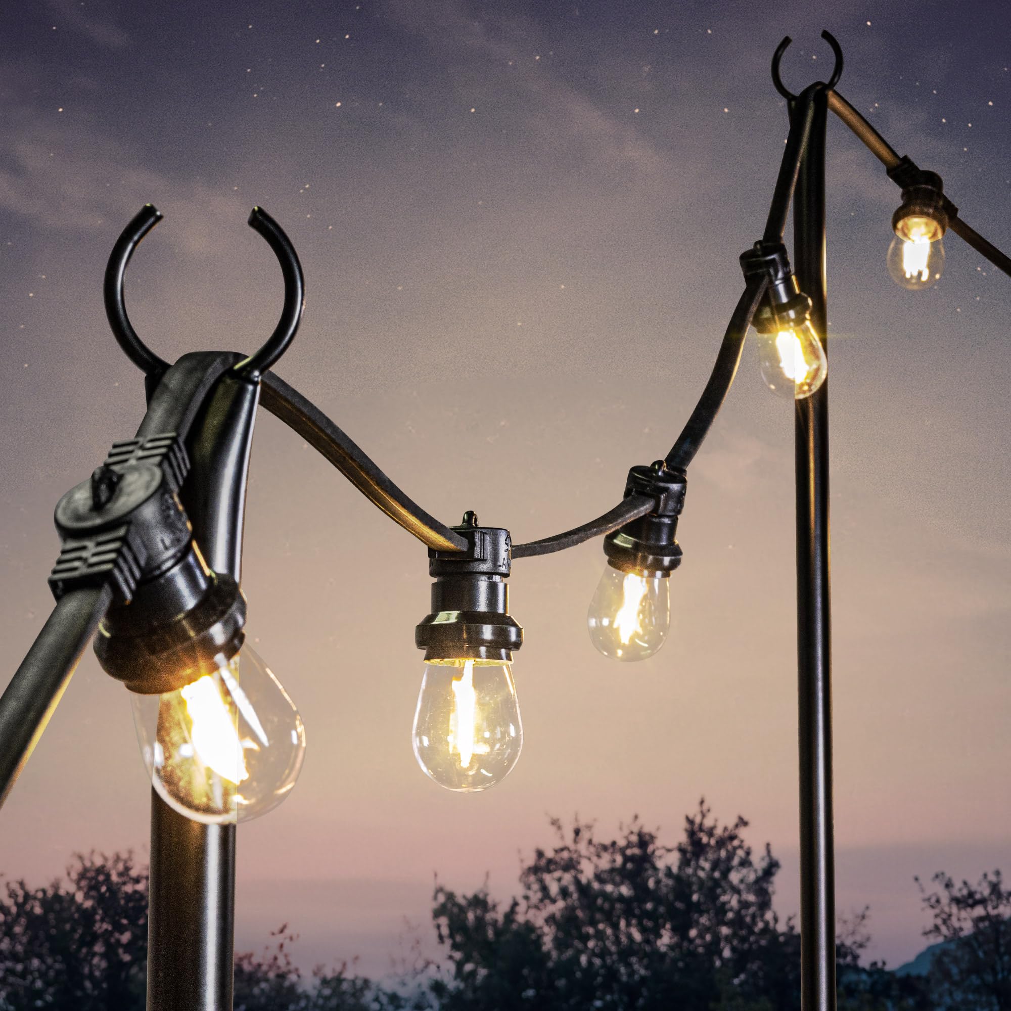 SKYLANTERN® - Set di 2 picchetti per ghirlanda di guinguette, altezza 2,75 m, in acciaio inox, facile da montare - palo per ghirlanda luminosa esterna e decorazione del giardino