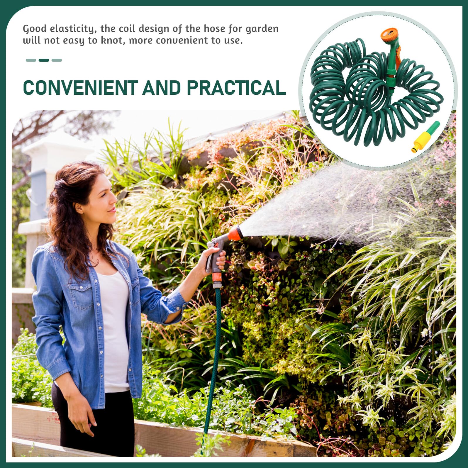 SOIMISS Selbstaufrollender Gartenschlauch Flexibel Dehnbar Knickfrei Langlebig für Bewässerung Autowäsche Gartenpflege Vielseitig Einsetzbar Praktische Handhabung Zufällige Farbe