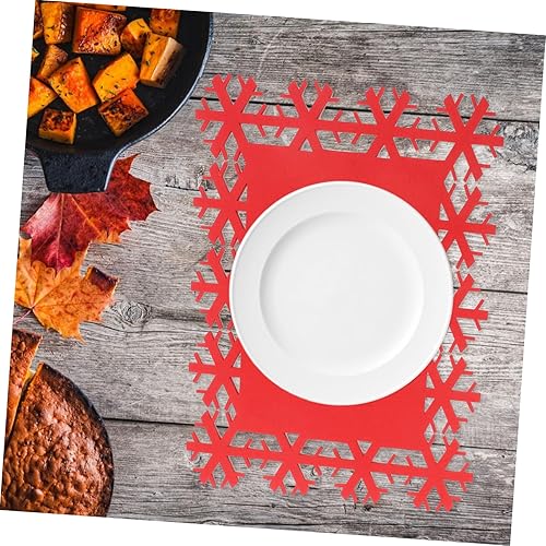 Miniatura 8 de 24 manteles individuales de fieltro para Navidad, con patrón de copos de nieve, antideslizantes, para escritorio, Navidad, decoración de Navidad, 24