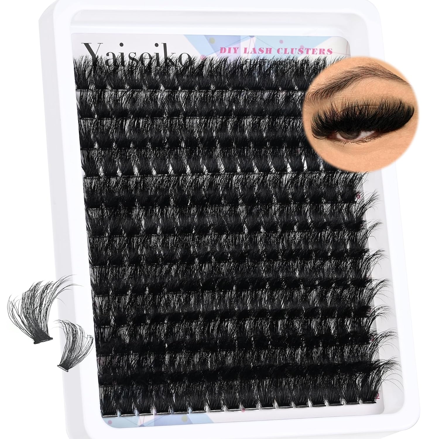 Fluffy Eyelash Clusters 14-22mm Thick Volume Lash Clusters Eyelash Extensions 200D Individual Lashes Clusters 192pcs DIY D Curl Wispy Plant Fibers Lashes Clusters, by Yaiseiko