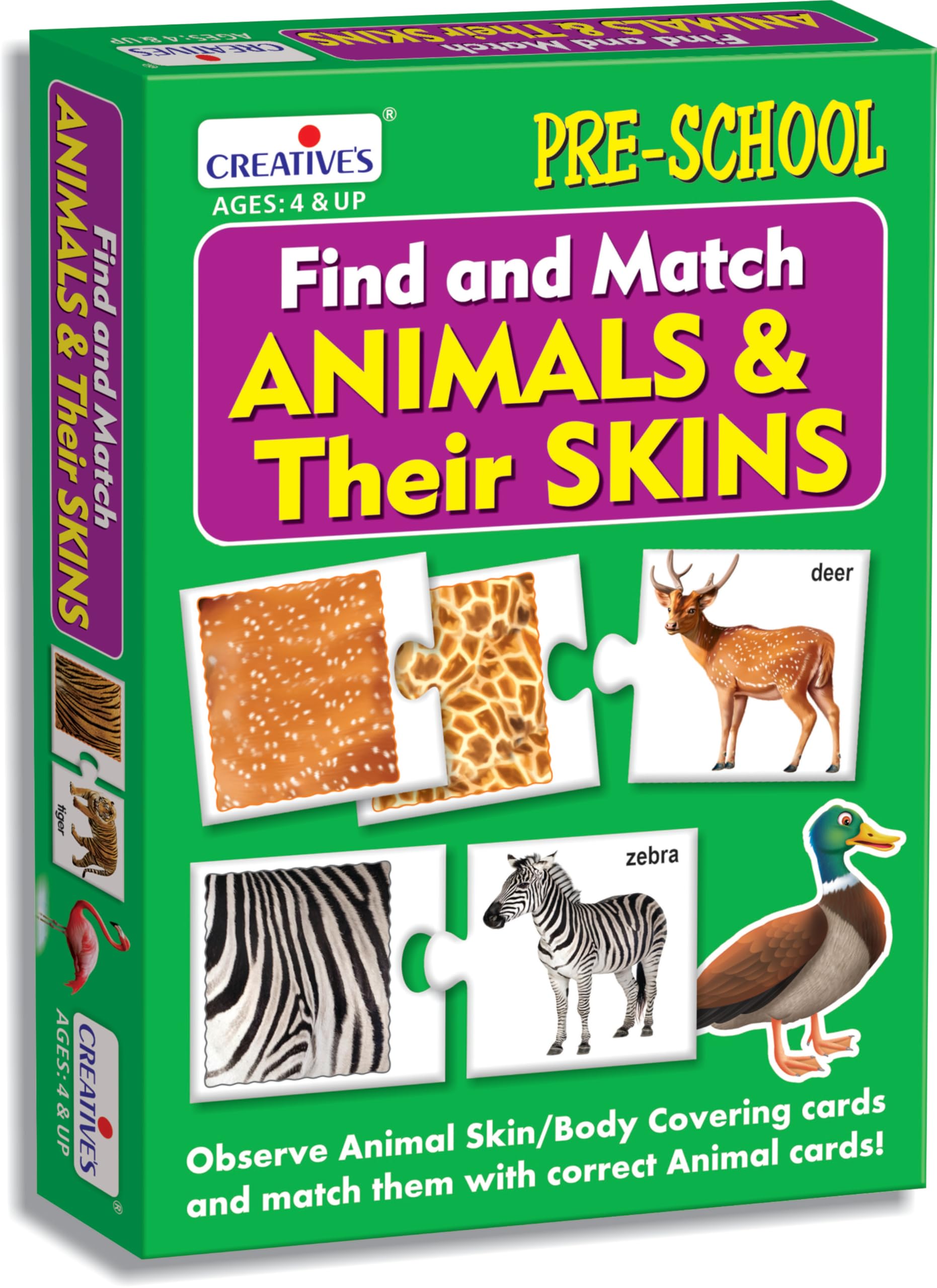Creative's Find & Match Animals & Their Skins |Matching Game | Pattern Recognition |Gain Knowledge About Animals |Fun Educational Game for Kids 4 & Up