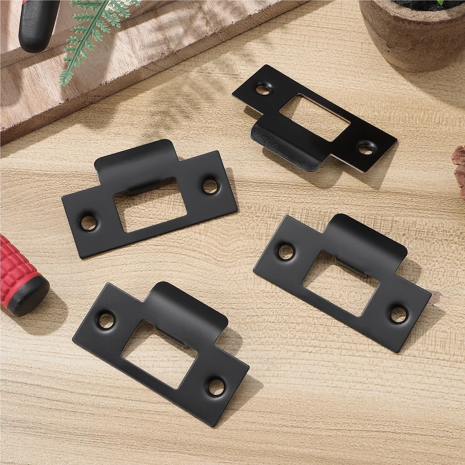 Lot de 20 gâches de porte pour serrure de porte, plaque de fixation, pêne dormant noir, loquet de renfort avant pour porte