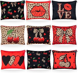 Bolsa de maquillaje de guepardo y cereza, 9 p...