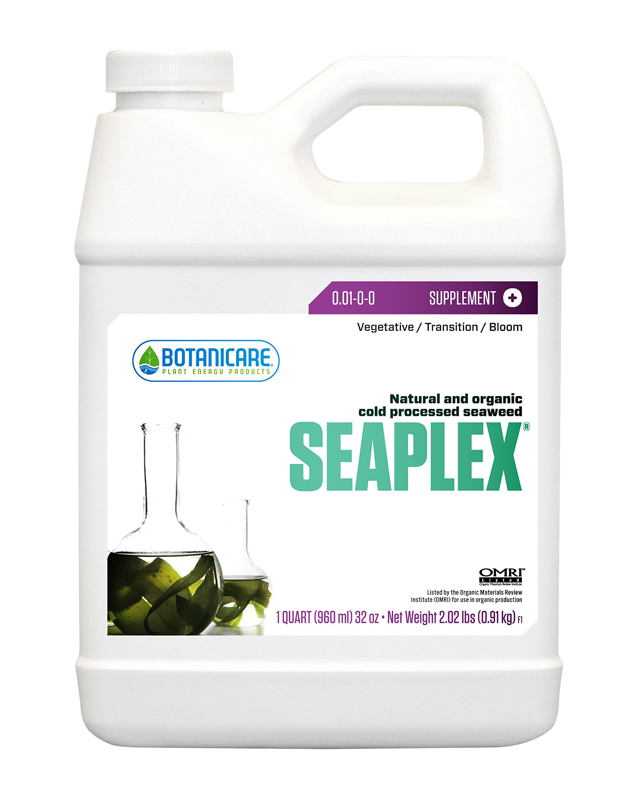 Botanicare SEAPLEX Cold Processed Seaweed Plant Supplement 0.01-0-0 Formula, 1-Quart (12-Pack)