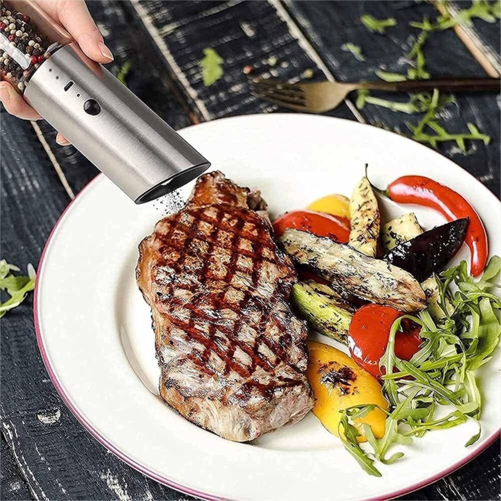 Młynek Do Przypraw Pieprzu Eletric Pepper Mill USB Akumulator Elektryczny Młynek Do Soli I Pieprzu Spice Kitchen Tool Do Różnych Przypraw(2pcs)