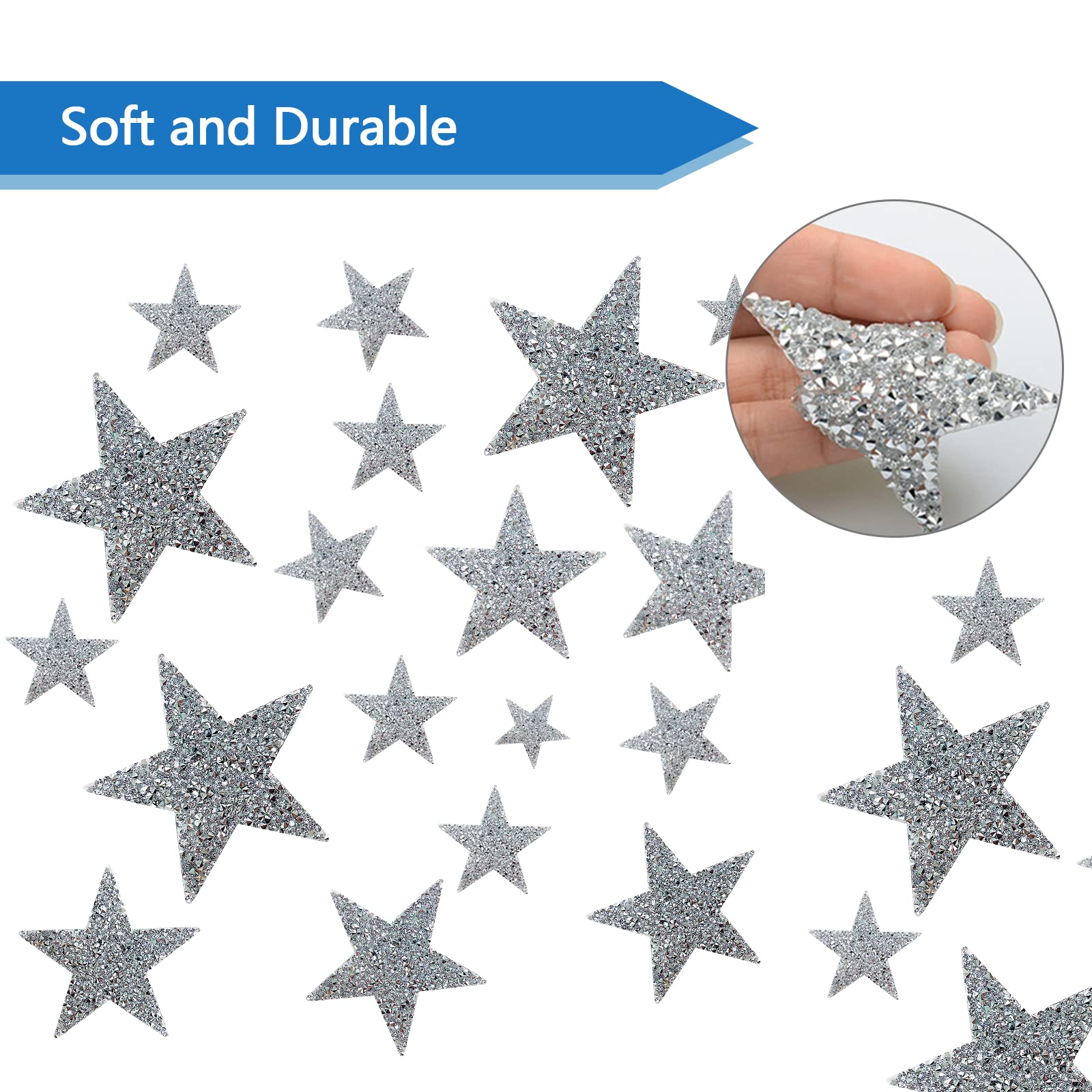 Ster Sterren Strijk Embleem Patch Set Glitter Roze 5 sterren