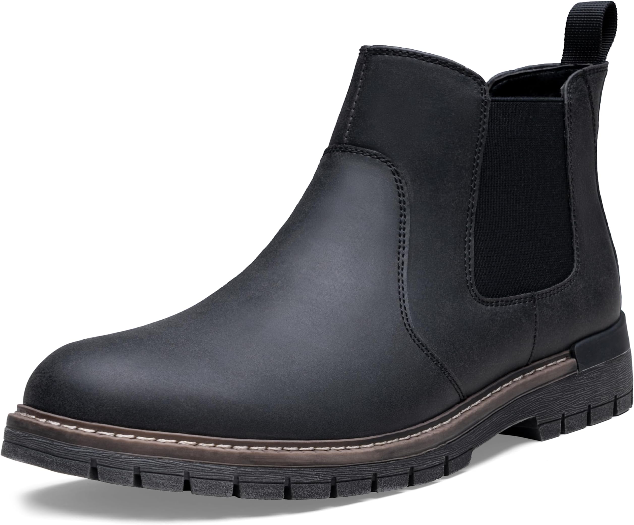 Jousen Chelsea Boots Men Casual Slip On Boots for Men Retro Ankle Mens Boots (AMY8400 black 09.5)