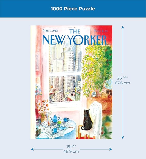 New York Puzzle Company - New Yorker Cat's Eye View - 1000 Piece Jigsaw Puzzle for Family Game Nights by Jean-Jacques Sempe