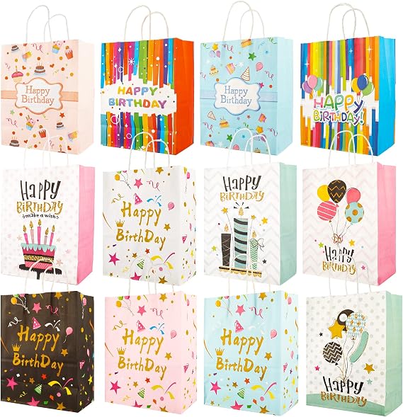 Sweetude Happy Birthday Geschenktüten – 10 Stück, 33 Cm Groß, Mit Griffen, „Birthday Squad“ & „It's My Birthday“