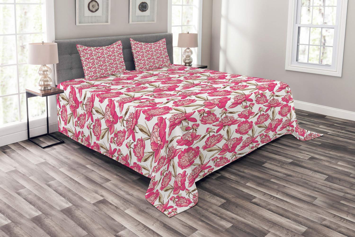 ABAKUHAUS Groen Bedsprei, Hart met verse bladeren, Decoratieve