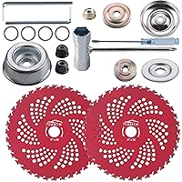 Vista 1 de PLUMIA Cuchillas con punta de carburo de 9" x 36 dientes con kit adaptador universal, para desbrozadora, recortadora, cortadora de hierba