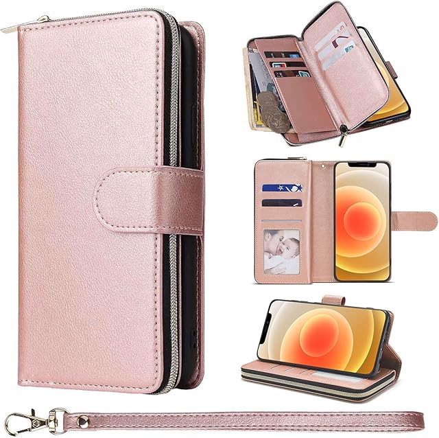 ZCDAYE Case for iPhone 14 Pro Max, iPhone 14 Pro Max(6.7 inches) Wallet Phone Case, Premium Zipper Large Space Flip Leather Phone Case for iPhone 14 Pro Max(6.7 inches) - Rose Gold