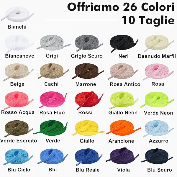2 Paia di Lacci Piatti,Ricambio da 8 mm (Larghezza) per Scarpe da Ginnastica - 5