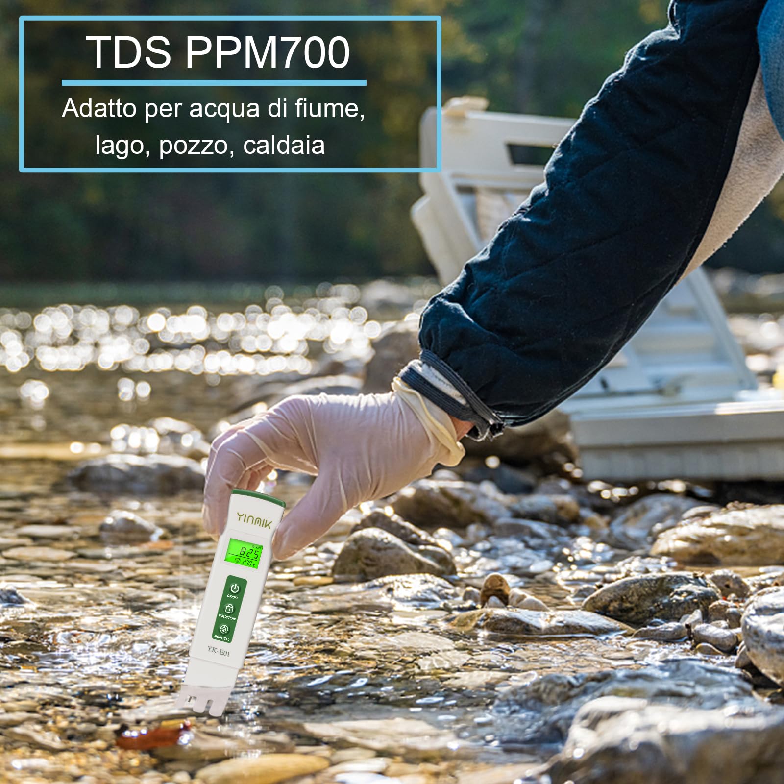 YINMIK Misuratore TDS Digitale Professionale con EC e Temperatura Tester Acqua ad Alta Precisione ATC Modalità PPM500/PPM700 Misuratore di Conduttività per Idroponica Acquari Piscine e Acqua Potabile