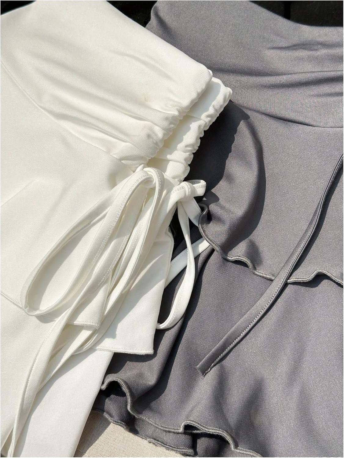 SHENHE Women's 3 Pack Y2k Ruffle Mini Skirt Low Rise Tiered Layer Drawstring Side Coquette Skirt - Image 3