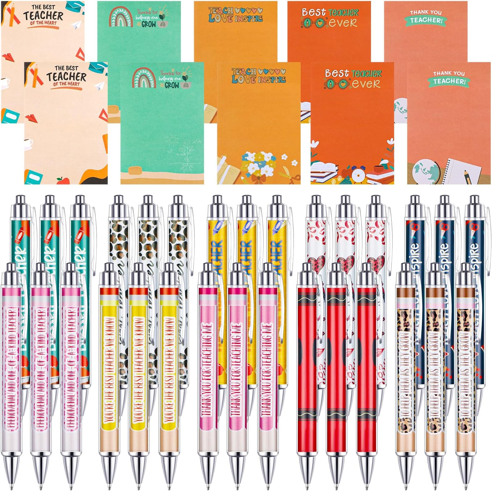 60 Pcs Teacher Notepads with Pens Teacher Appreciation