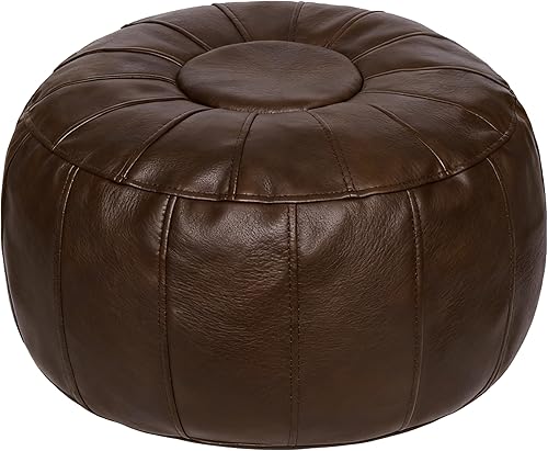 Miniatura 10 de Thgonwid Funda de puf otomano marroquí sin relleno, solución de almacenamiento para reposapiés otomano, silla puf, reposapiés, color negro Negro