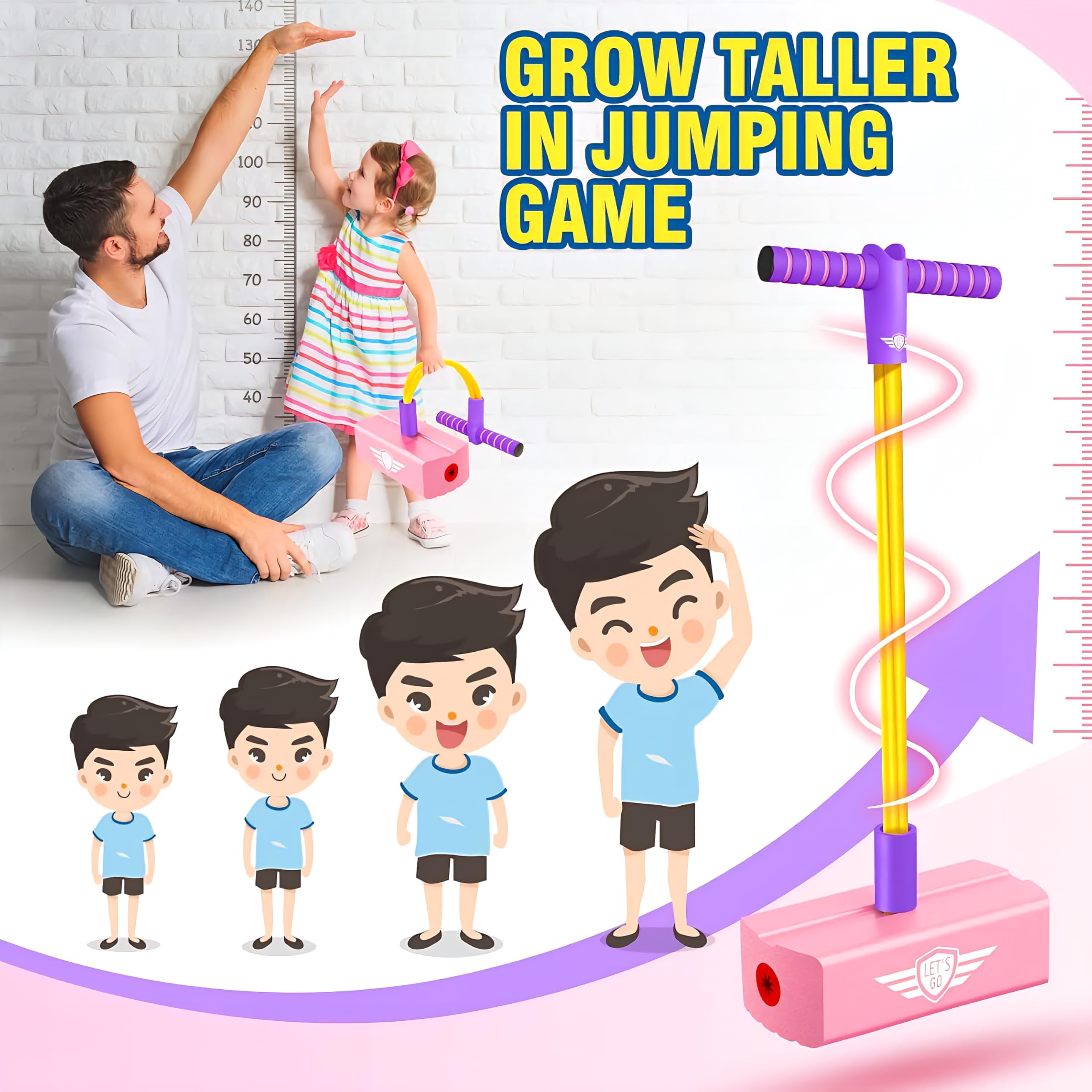 Dustex Pogo Jumping Promotes Growing Taller- Pogo Stick Foam Pogo Jumper for Kids, Toys for 3-8 Year Old Boys Girls Outdoor Toys Indoor Fun Gifts Multicolor (Pack of 1) 4