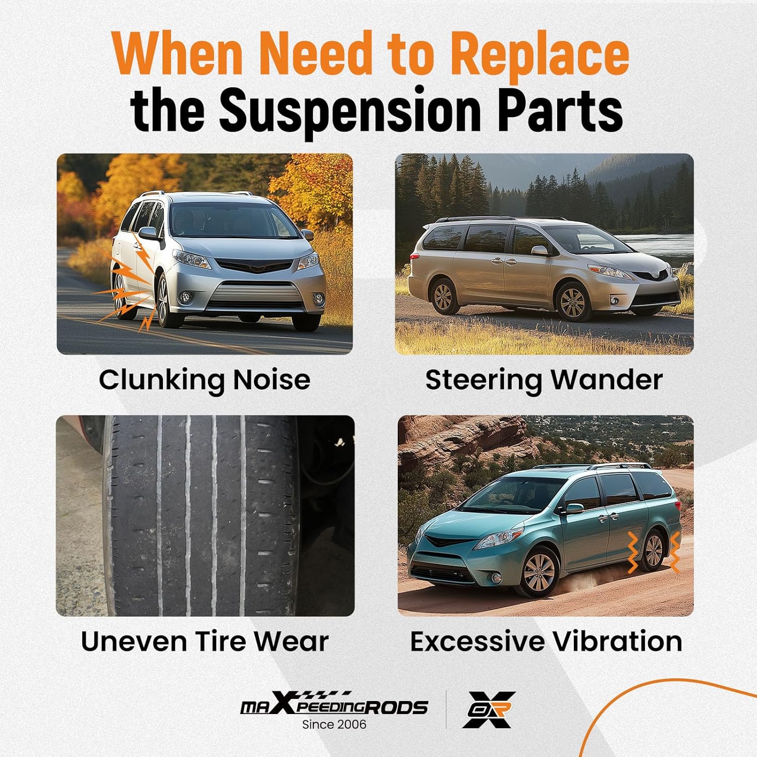 maXpeedingrods 4Pc Front Lower Control Arm Kit with Sway Bar Links for Toyota Sienna 2011-2020, K622035 K622036