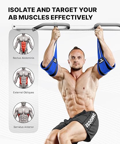 Miniatura 7 de DMoose Fitness Correas colgantes para abdominales para barra de dominadas y entrenamiento de fuerza central, correas de ejercicio acolchadas suaves
