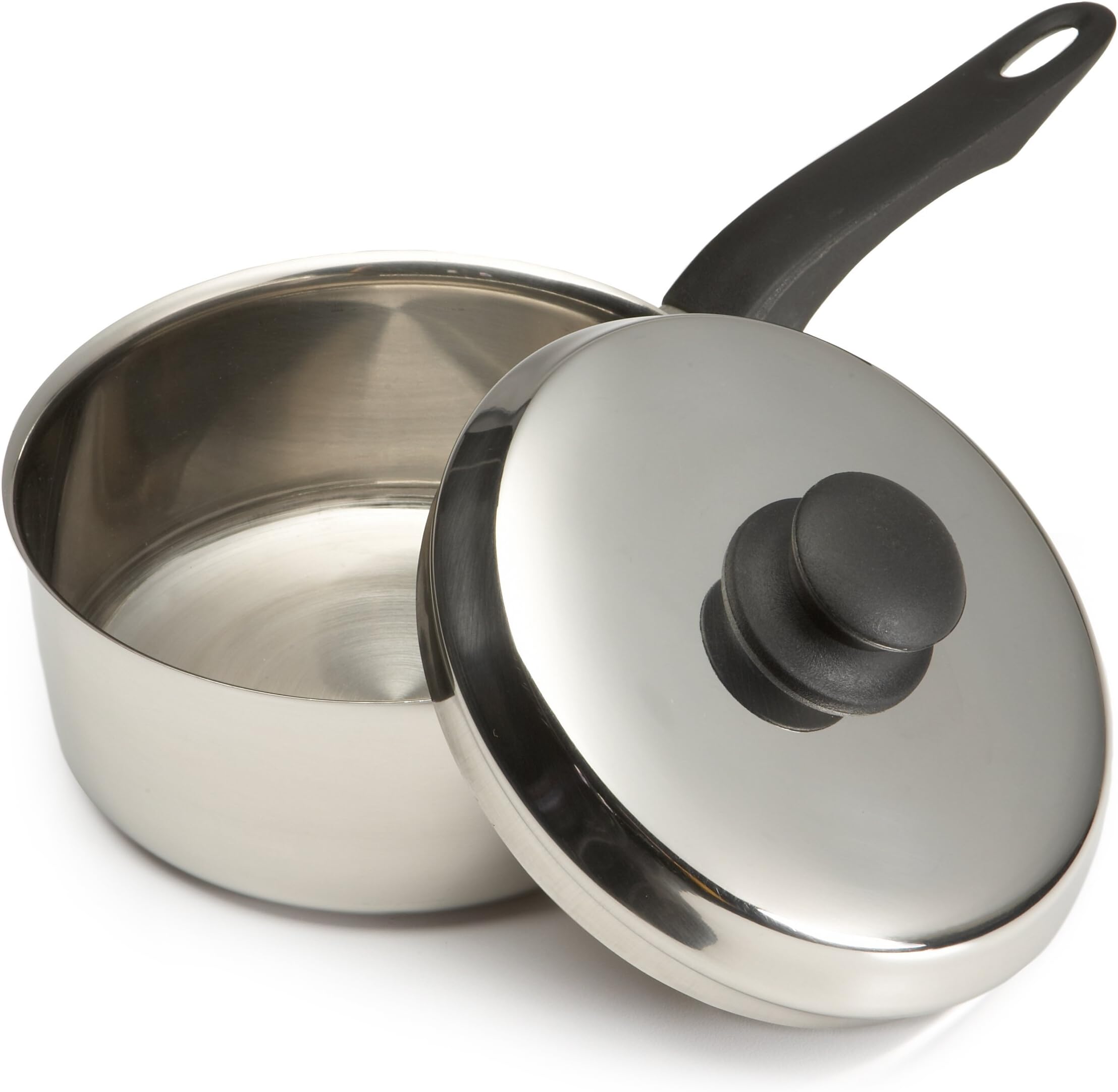 Cooks Sartén de acero inoxidable con tapa, sartén profesional de 4