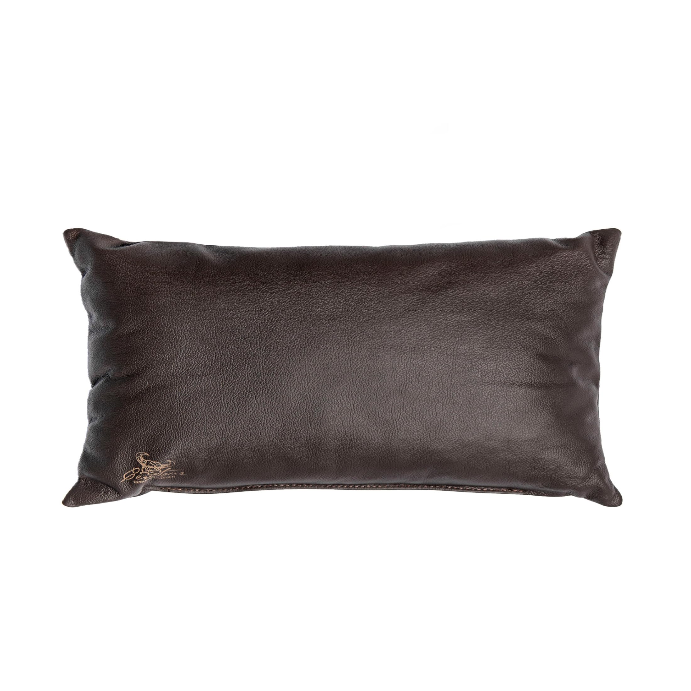 Centaur - 100% genuine leather cushion - Chocolate 50 x 30 cm - leather pillow for sofa or bedroom Decorative Easy-care couche bolster - Handmade in Germany — image 1
