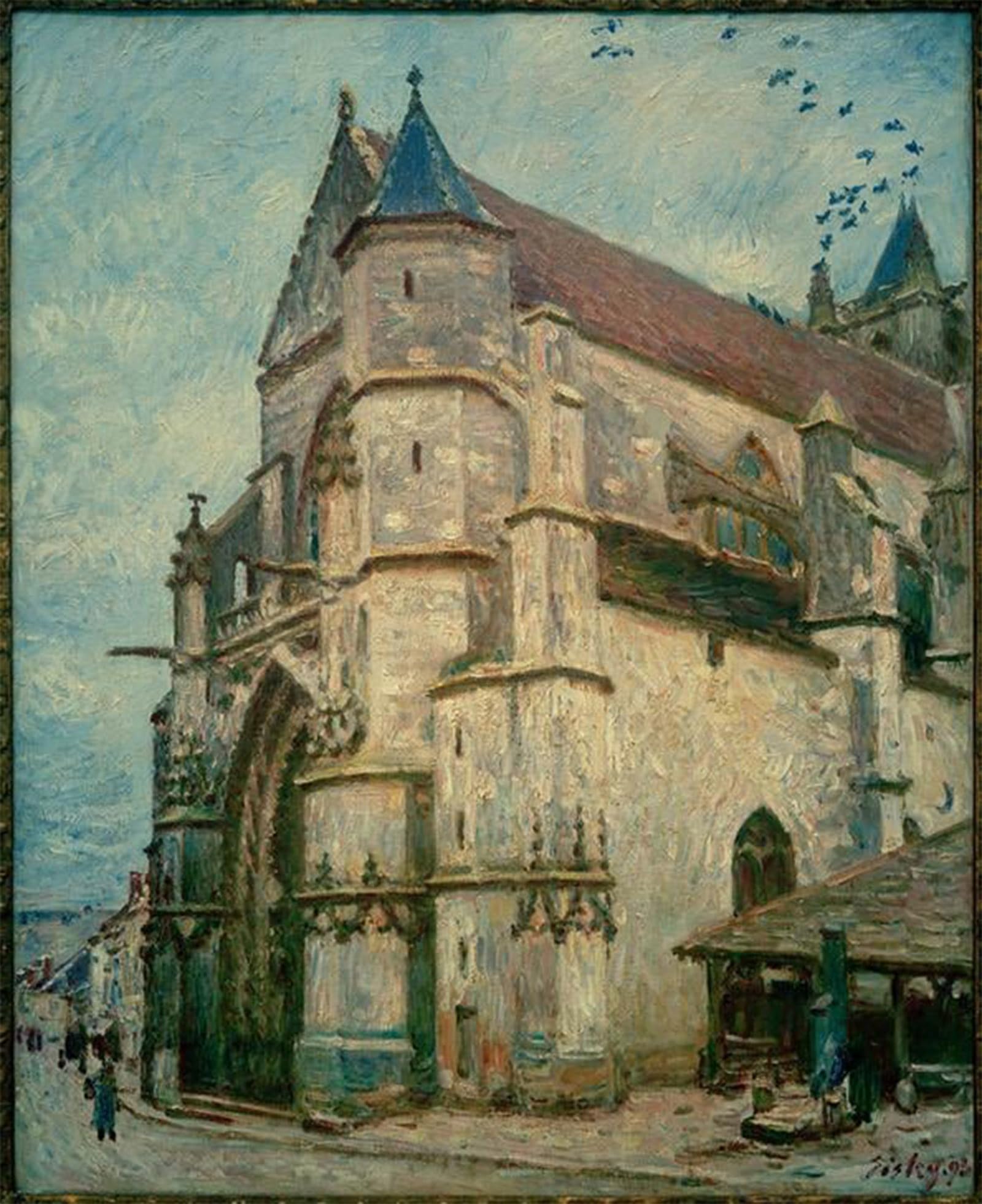 SERENDIPITP Abstract Painting Mural Print Picture Wall Decor Painting an Old Church in the Afternoon by Alfred Sisle Vintage Wall Artwork for Home Decor 60x90cm