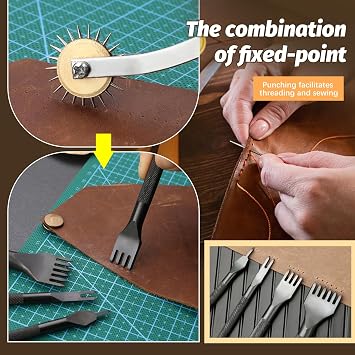 458 Pcs Leather Working Kit Leather Crafting Kit Leathers Working Tools | Leather Tools for Leather Working Tools and Supplies with Tool Holder Stamps Set Prong Punch Hole Hollow Punch