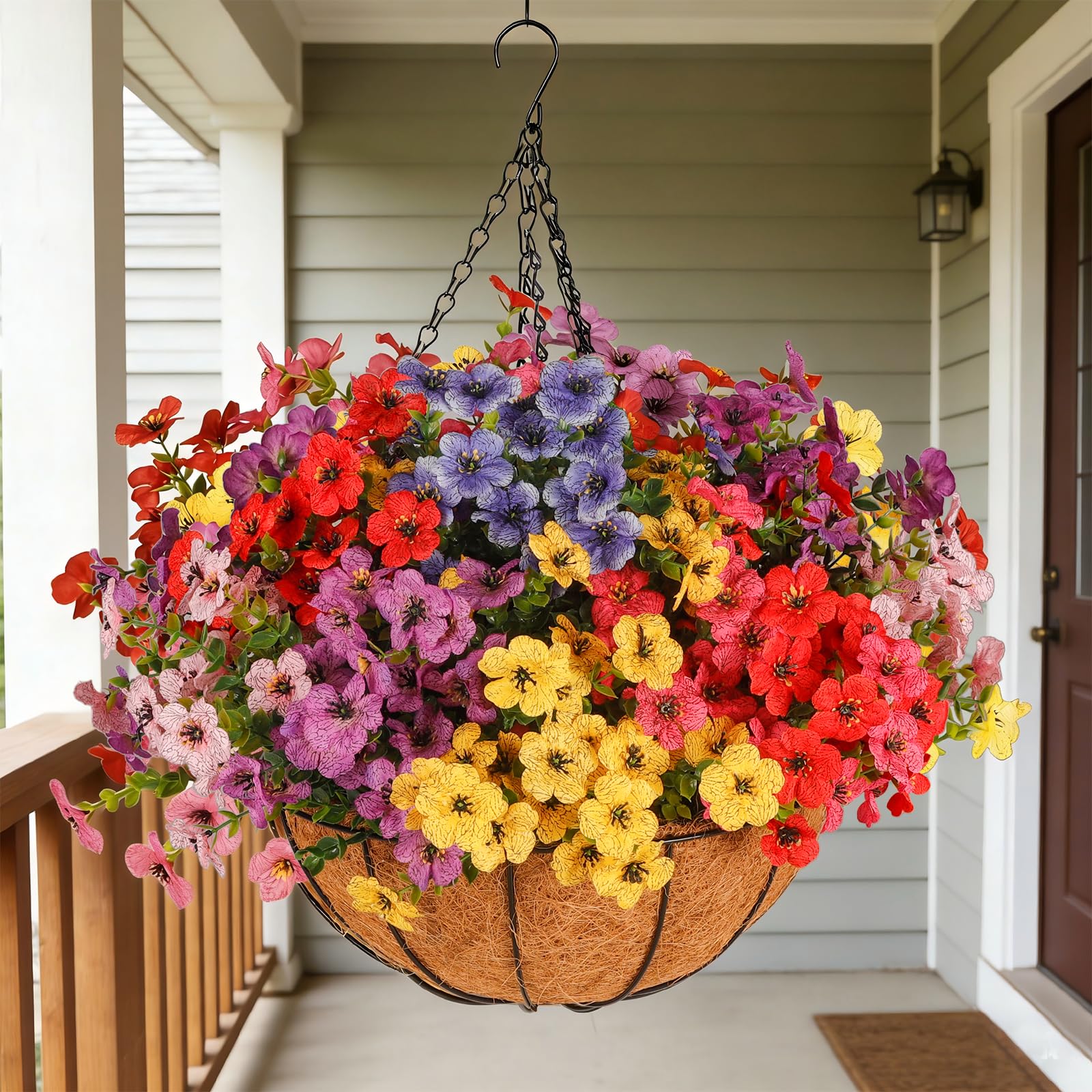 Wanderroot Artificial Outdoors Flowers with Hanging Basket