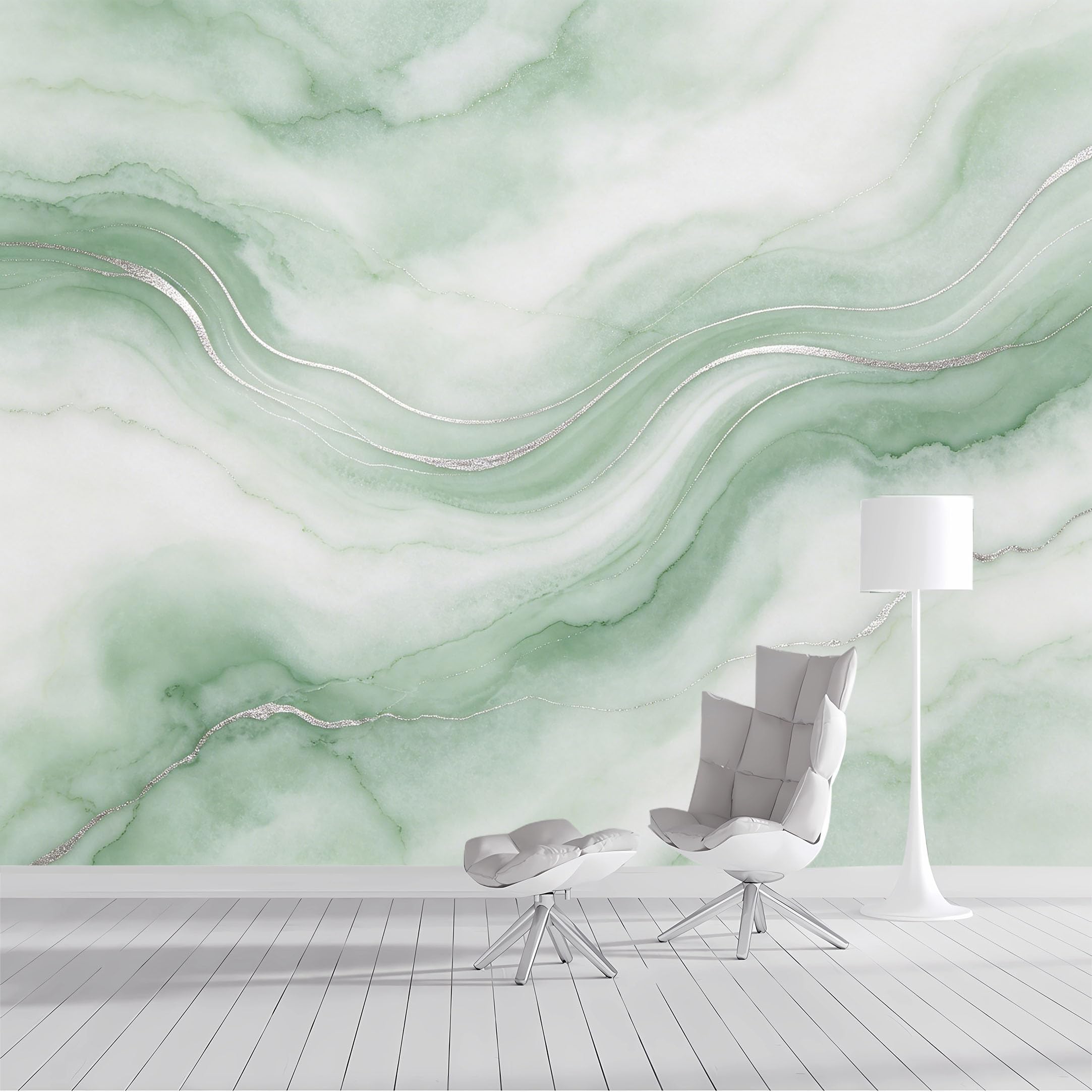 Custom Size Wall Mural Green Agate Swirl Marble Abstract Watercolor Texture SelfAdhesive Wall Fabric Removable Peel and Stick Wallpaper Wall Decor for Living Room Bedroom Bathroom