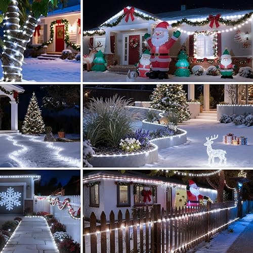 Miniatura 6 de Cuerda de luces LED de 100 pies para exteriores, impermeable, con control remoto, 8 modos y 4 luces de cuerda de brillo para exteriores, jardín,