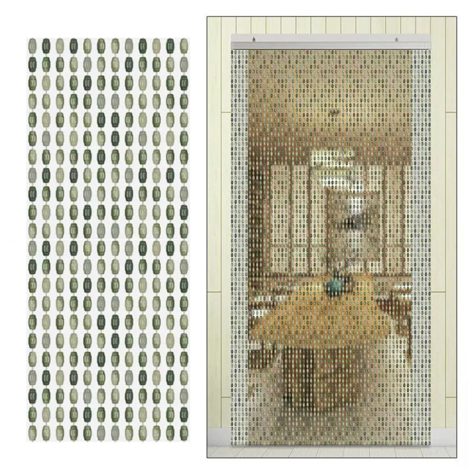 Vnook Beaded curtains, balcony door curtain, DIY hanging room divider, decorative door string curtain for window, room, patio door, balcony door(Green,100x200cm)