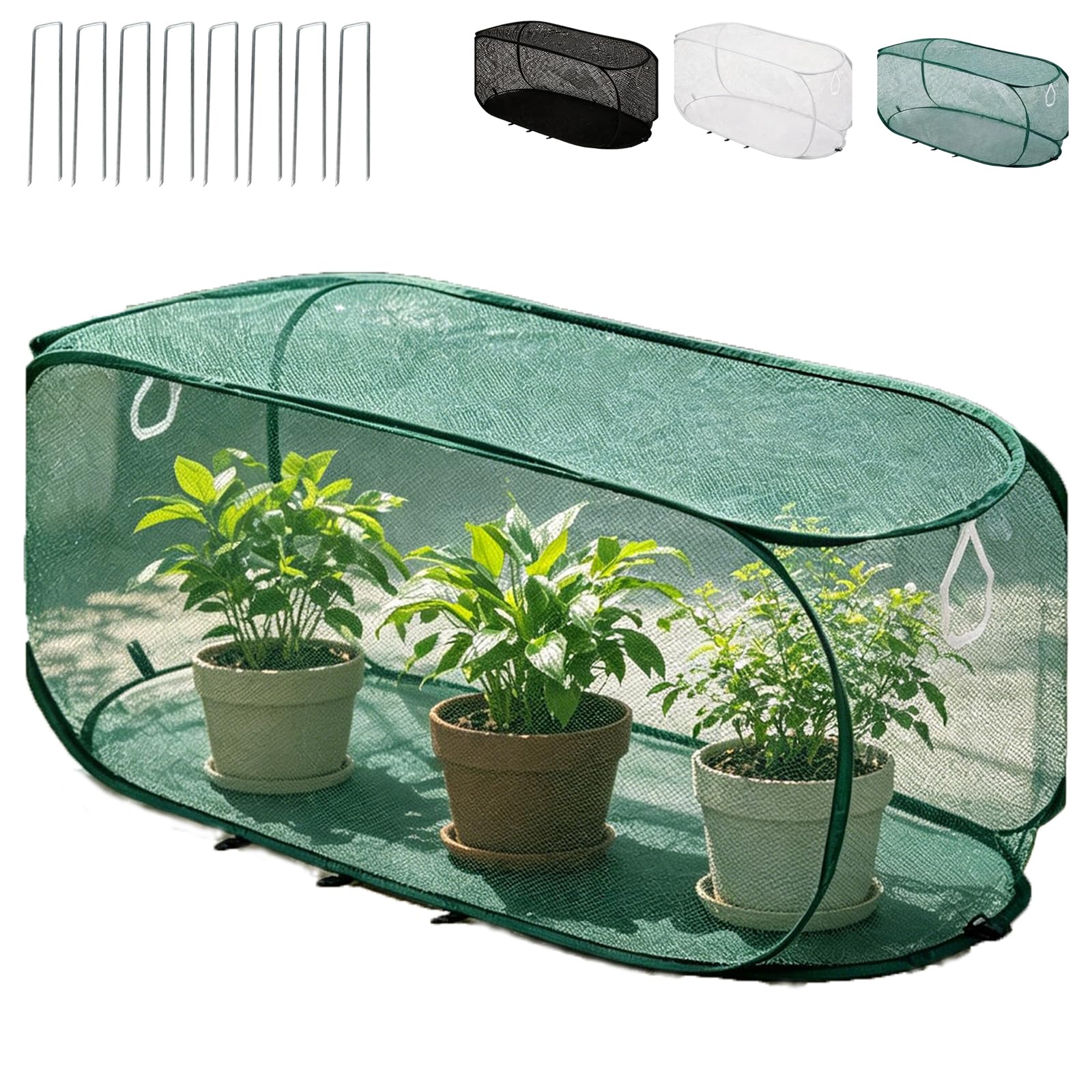 Pop-Up Garden Mesh Net Cover, Pop Up Plant Cover for Outdoor Plants, Foldable Plant Protection Tent, Vegetable Netting Protection, Greenhouse for Fruits, Potted Plants, Anti Bird Insect (1, Green)