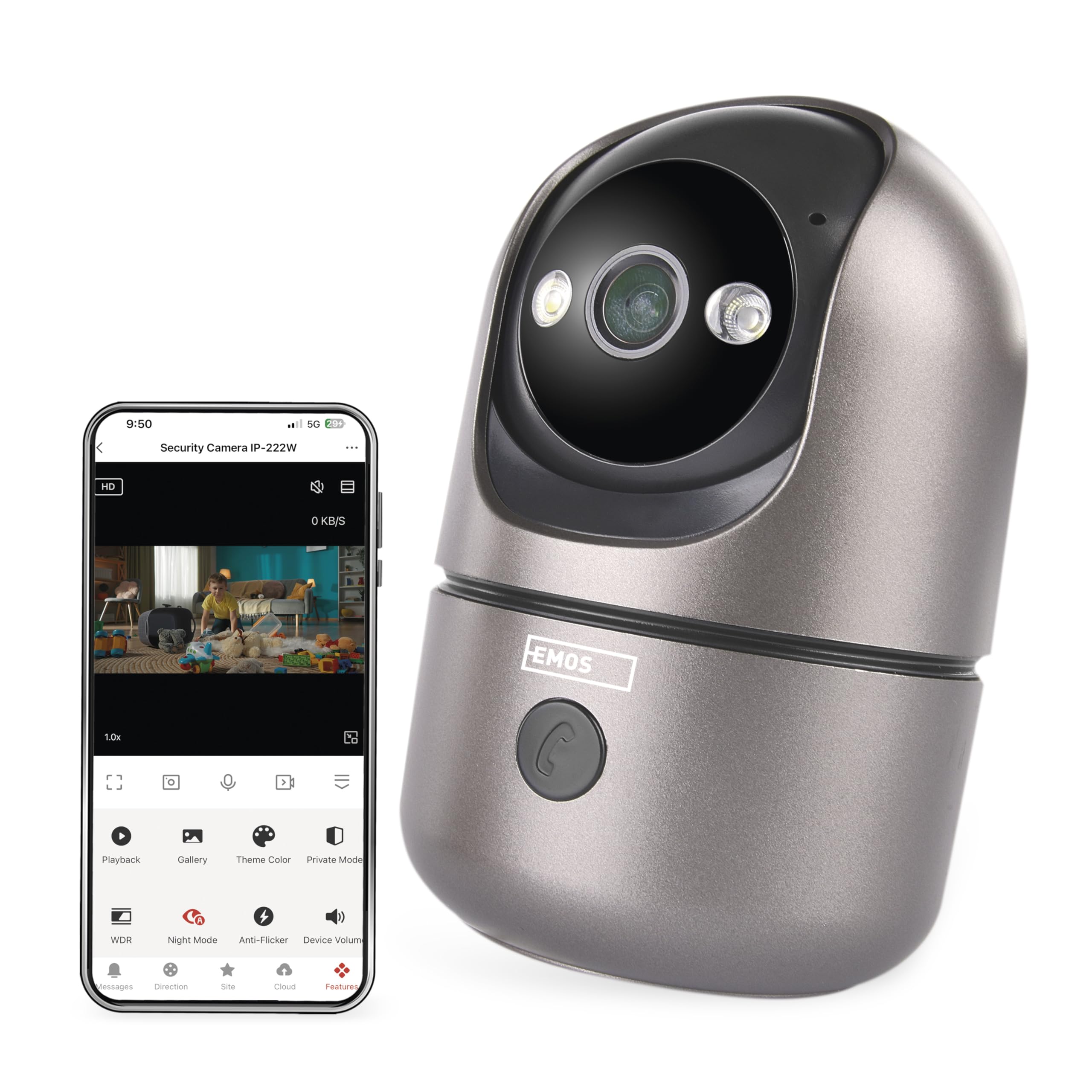 EMOS GoSmart Wewnętrzna kamera monitorująca 4MP z podwójnym WiFi i aplikacją, inteligentna kamera IP do wnętrz, wykrywanie i śledzenie ruchu, widoczność w nocy i ustawienie obszaru, 2-drożne audio
