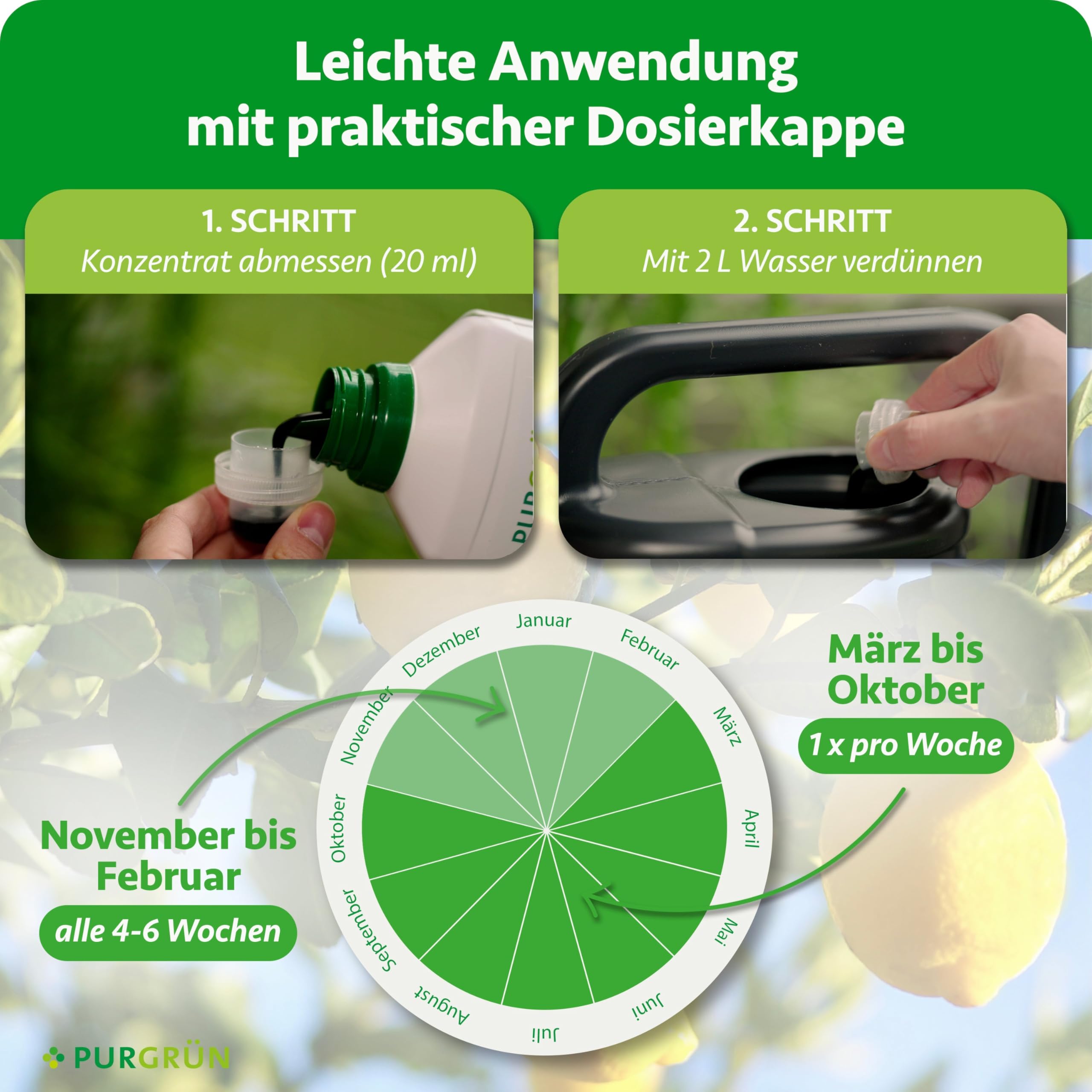Bio-Zitronenbaum-Dünger 1 Liter – Steigert Ertrag, Aroma & Vitalität mit Phosphor – Verbesserte Widerstandskraft dank extra Kalium – Bio-zertifiziert – Konzentrat für 100 Liter Gießwasser