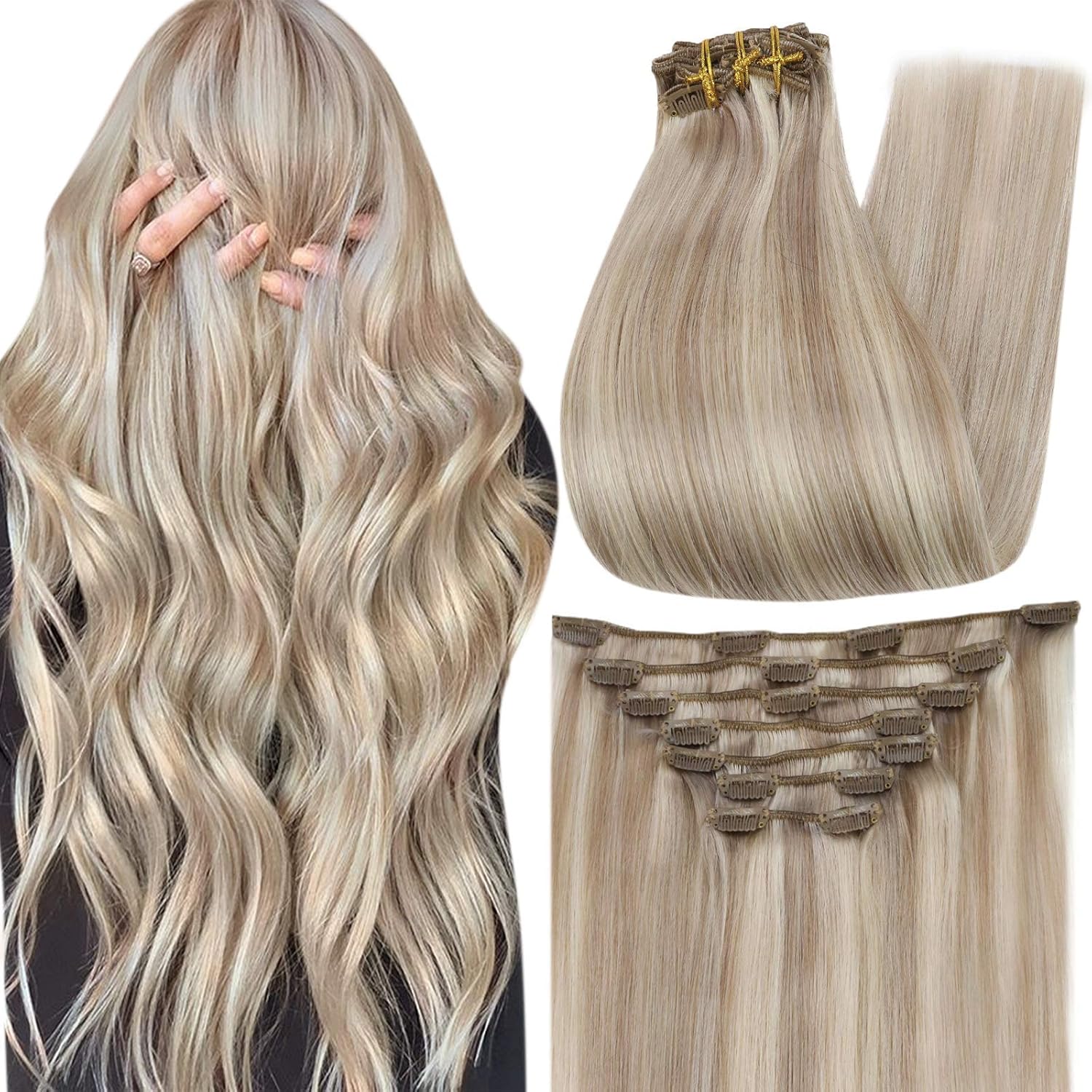 Full Shine Clip in Extensions Human Hair 18 Inch Clip in Human Hair