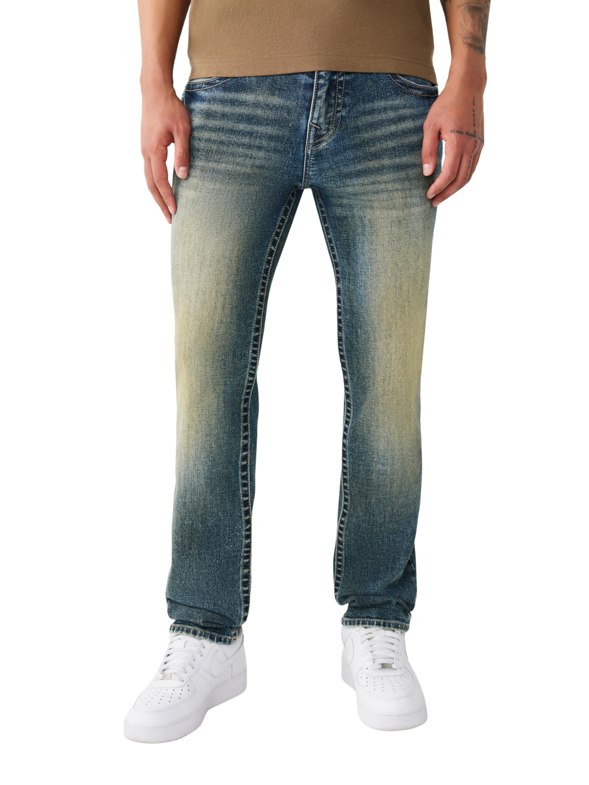 True Religion Mens Rocco Single Needle Jean 32 Skinny Fit Tonal Stitching